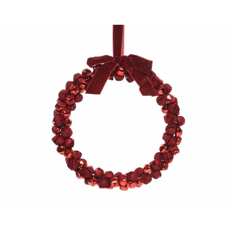 ΧΡΙΣΤΟΥΓΕΝΝΙΑΤΙΚΟ ΣΤΟΛΙΔΙ ΣΤΕΦΑΝΙ ΜΕ ΣΙΔΕΡΕΝΙΑ ΚΟΥΔΟΥΝΑΚΙΑ ΚΟΚΚΙΝA - KAEMINGK Μέταλλο 29*29*Y4