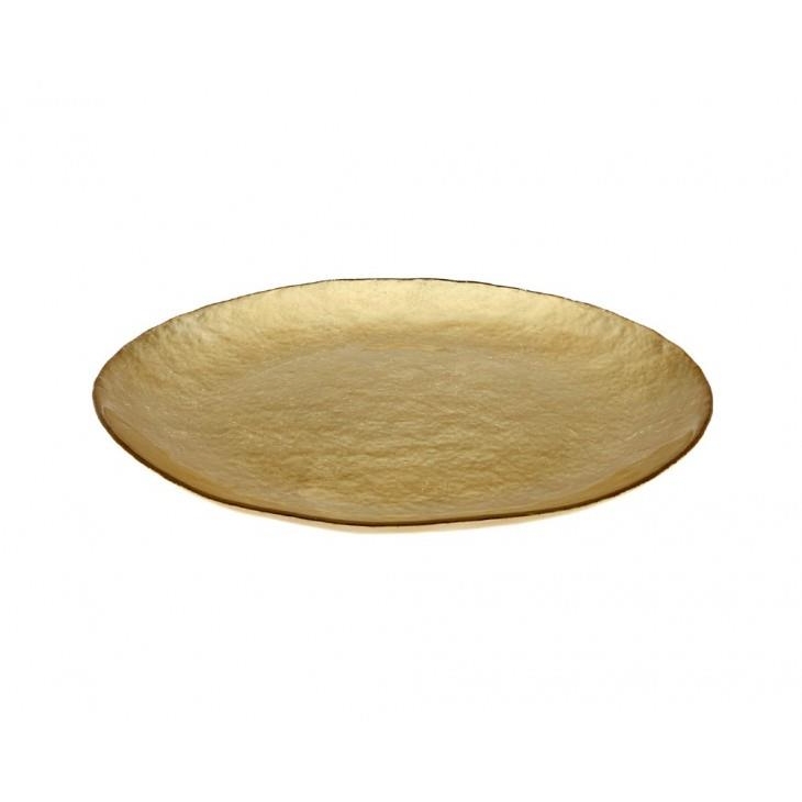Γυάλινη πιατέλα σερβιρίσματος 32cm Kronos Oro Γυαλί Φ32*2