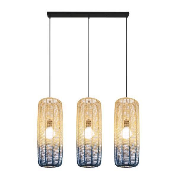 ΦΩΤΙΣΤΙΚΟ ΚΡΕΜΑΣΤΟ ΤΡΙΦΩΤΟ Ε27 L1000*H1200 RATTAN ΑΣΠΡΟ ΓΑΛΑΖΙΟ Σίδερο 99*22*Υ172