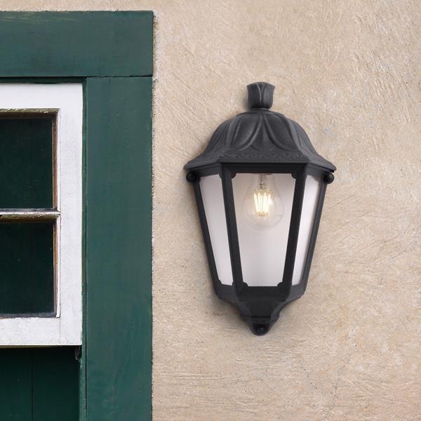 FUMAGALLI IESSE ΑΠΛΙΚΑ ΤΟΙΧΟΥ ΜΑΥΡΗ ΜΙΣΟ ΦΑΝΑΡΑΚΙ E27 350x220mm Ρητίνη Π0.220*Υ0.350