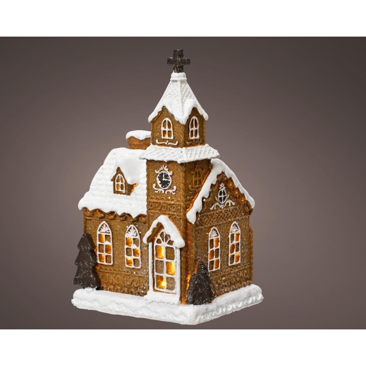 ΔΙΑΚΟΣΜΗΤΙΚΟ ΣΠΙΤΑΚΙ ΠΟΛΥΡΗΤΙΝΗΣ LED ΜΕ ΜΠΑΤΑΡΙΑ ΚΑΙ ΧΡΟΝΟΔΙΑΚΟΠΤΗ KAEMINGK Polyresin M0.14Π0.12Υ0.235