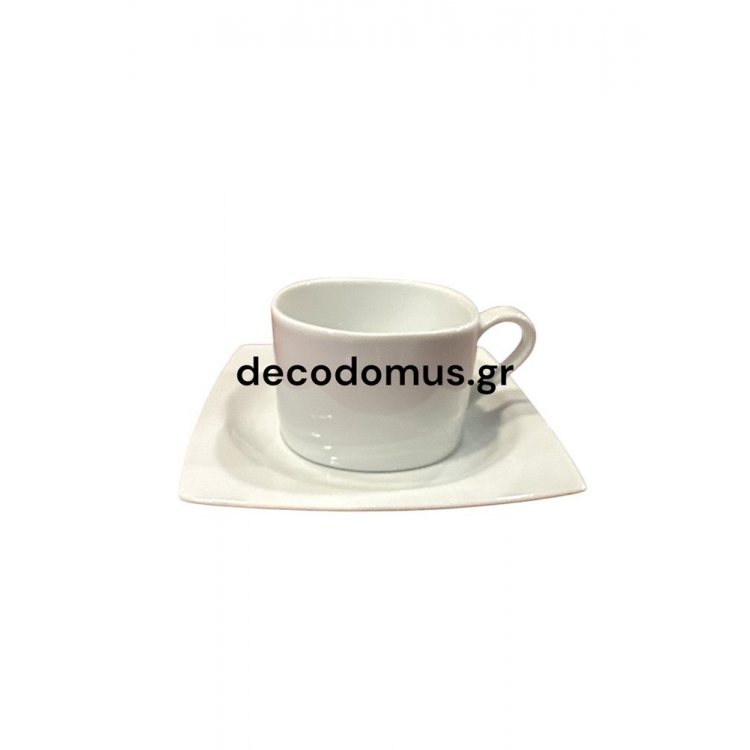 ΦΛΥΤΖΑΝΙ ΤΣΑΓΙΟΥ ΜΕ ΠΙΑΤΑΚΙ ΣΕΤ 6 ΤΕΜΑΧΙΩΝ QUATRO WHITE Πορσελάνη Φ0.15*Υ0.02+Μ0.12Π0.08Υ0.06