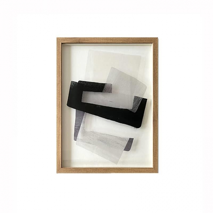 ΔΙΑΚΟΣΜΗΤΙΚΟΣ ΠΙΝΑΚΑΣ SHADOW BOX ME ΑΣΠΡΟΜΑΥΡΟ ΜΟΤΙΒΟ Ξύλο Μ0.50Π0.40Υ0.03