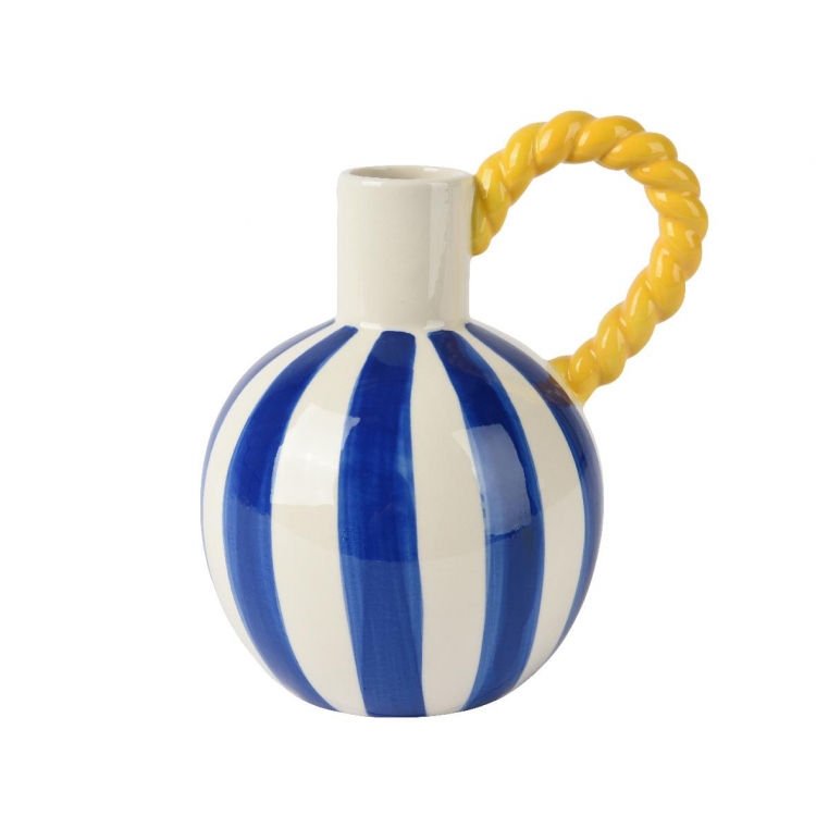 ΒΑΖΟ STONEWARE ΡΙΓΕ ΜΠΛΕ ΓΥΑΛΙΣΤΕΡΟ ΜΕ ΛΑΒΗ Stoneware Μ0.15Π0.135Υ0.218