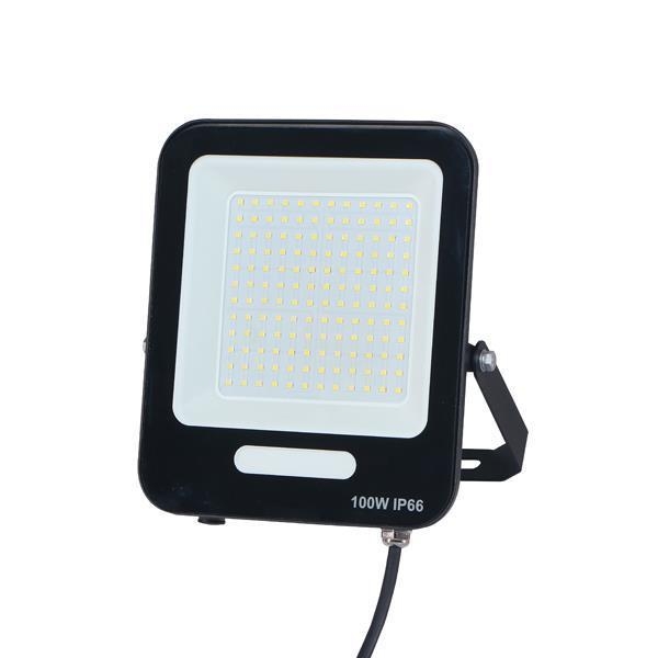 ΠΡΟΒΟΛΕΑΣ LED SMD 100W ΜΑΥΡΟΣ IP66 6500K PLUS Συνθετικό Μ0.184Π0.21Υ0.033