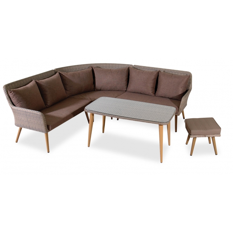TULIP Γωνιακό Καθιστικό Σέτ Rattan 3 Τεμαχίων ,Με Αλουμίνιο Σκελετό Rattan