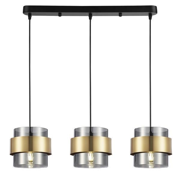ΦΩΤΙΣΤΙΚΟ ΚΡΕΜΑΣΤΟ 3ΦΩΤΟ 3XE27 Max 15w 180X1215mm ΜΑΥΡΟ-ΧΡΥΣΟ ARTE ILLUMINA RELIAC Μέταλλο Μ0.70Π0.18Υ1.215