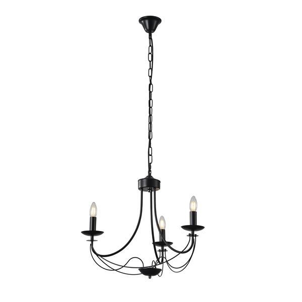 ΦΩΤΙΣΤΙΚΟ ΚΡΕΜΑΣΤΟ ΜΕΤΑΛΛΟ 3ΦΩΤΟ 3XE27 Max 15w 470X600mm ΜΑΥΡΟ ΔΙΑΦΑΝΕΣ ΓΥΑΛΙ ARTE ILLUMINA KRISTALLO Μέταλλο Μ0.60Π0.47Η0.94