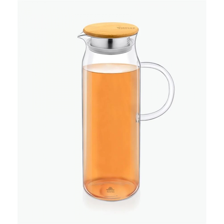 Wilmax Thermoglass Κανάτα με Καπάκι Bamboo 1.5L Γυαλί Φ0.13*Υ0.305