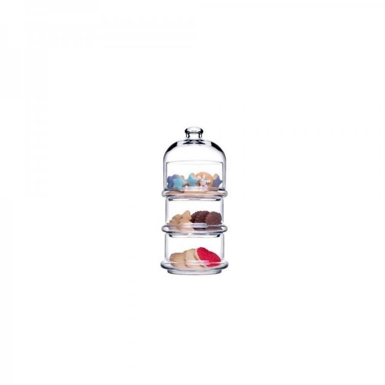 ΜΠΙΣΚΟΤΙΕΡΑ VILLA PATISSERIE 3PLE DOME 3x505CC Γυαλί Φ0.118*Υ0.261