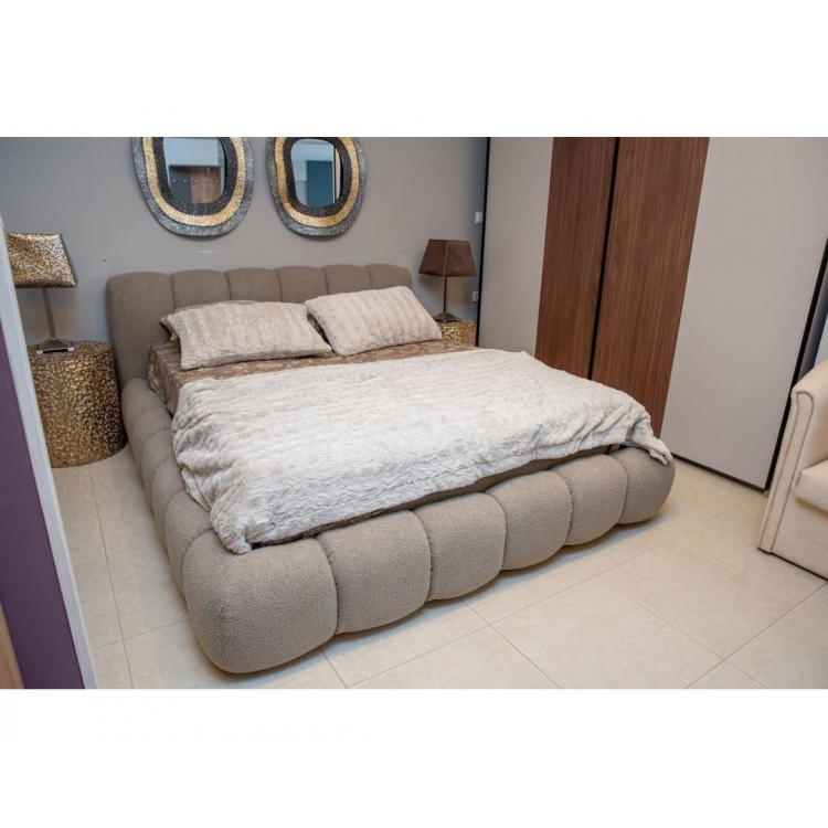 Κρεβάτι με αποθηκευτικό χώρο και σομιέ Berry Taupe 160X200 Ξύλο Μ2.37Π1.97Y0.90