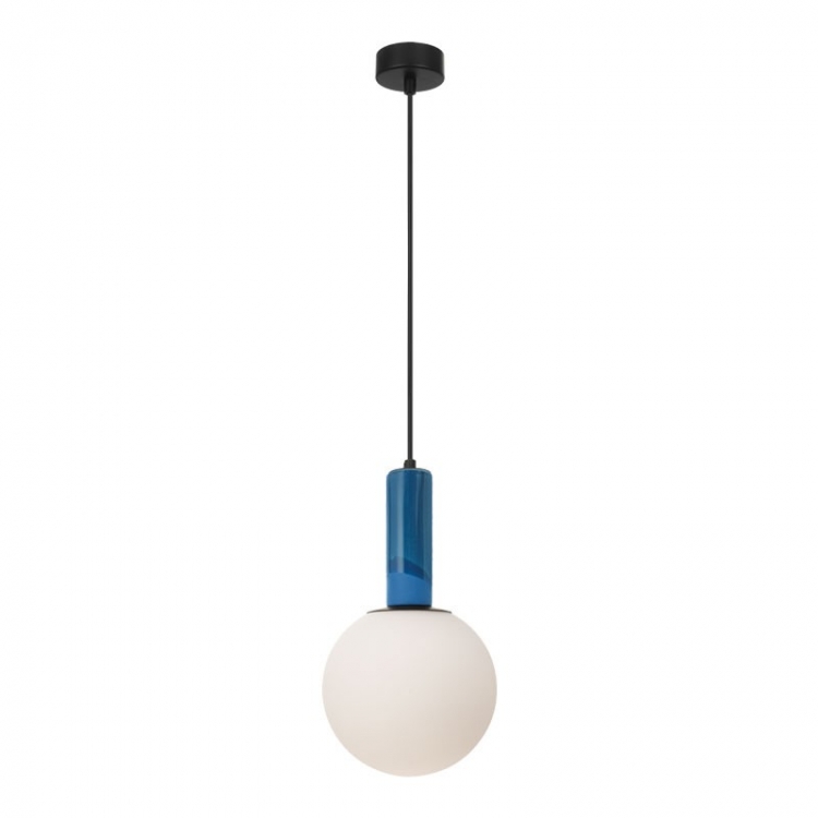 ΚΡΕΜΑΣΤΟ ΜΟΝΟΦΩΤΟ ΦΩΤΙΣΤΙΚΟ 1XE27 LED-G45 7W MAX ΜΠΛΕ ΠΟΡΣΕΛΑΝΗ-ΟΠΑΛΙΝΑ Γυαλί Φ0.20*Υ0.35