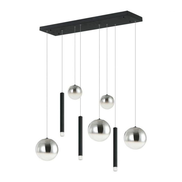 Κρεμαστό φωτιστικό LED 26W 3000K TRIAC – γυαλί φιμέ, μαύρο ματ μέταλλο - αλουμίνιο Μέταλλο Φ0.70*Υ2.40