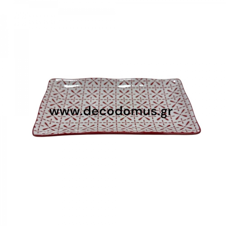 ΠΙΑΤΟ ΠΑΣΤΑΣ ΑΣΠΡΟ ΜΕ ΚΟΚΚΙΝΟ LAYLA ΣΕΤ 6 ΤΜΧ Stoneware 17.5*10*1.5