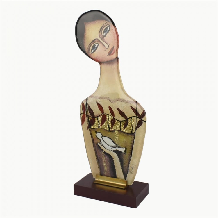 ΦΙΓΟΥΡΑ ΚΟΠΕΛΑΣ FUSING GLASS ΜΕ ΖΩΓΡΑΦΙΚΗ Γυαλί 19*9*49
