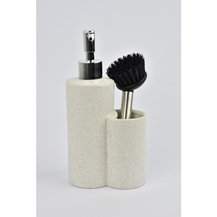 DISPENSER ΚΟΥΖΙΝΑΣ ΜΕ ΒΟΥΡΤΣΑ ΑΣΠΡΟ Inox 11.5*6*21Y