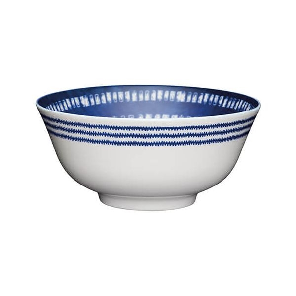 ΜΠΟΛ ΣΕΡΒΙΡΙΣΜΑΤΟΣ ΛΕΥΚΟ ΜΕ ΜΠΛΕ ΡΙΓΕΣ Stoneware Φ15,5x7Υ