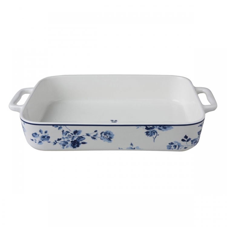 LAURA ASHLEY-ΠΥΡΙΜΑΧΟ 32x22.5 ΛΕΥΚΟ ΜΕ ΜΠΛΕ ΛΟΥΛΟΥΔΙ CHINA ROSE-BLUEPRINT Πορσελάνη 32*22.5*6