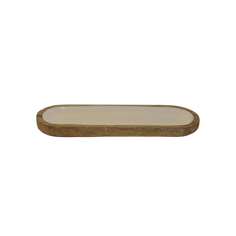 ΔΙΣΚΟΣ ΣΕΡΒΙΡΙΣΜΑΤΟΣ ΟΒΑΛ MANGO ENAMEL ΛΕΥΚΟΣ Ξύλο 38*13*Η2
