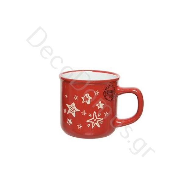ΧΡΙΣΤΟΥΓΕΝΝΙΑΤΙΚΗ ΚΟΥΠΑ STONEWARE ΚΟΚΚΙΝΗ ΜΕ ΑΣΤΕΡΙΑ - KAEMINGK Πορσελάνη 9.5*7.5*Η8.5